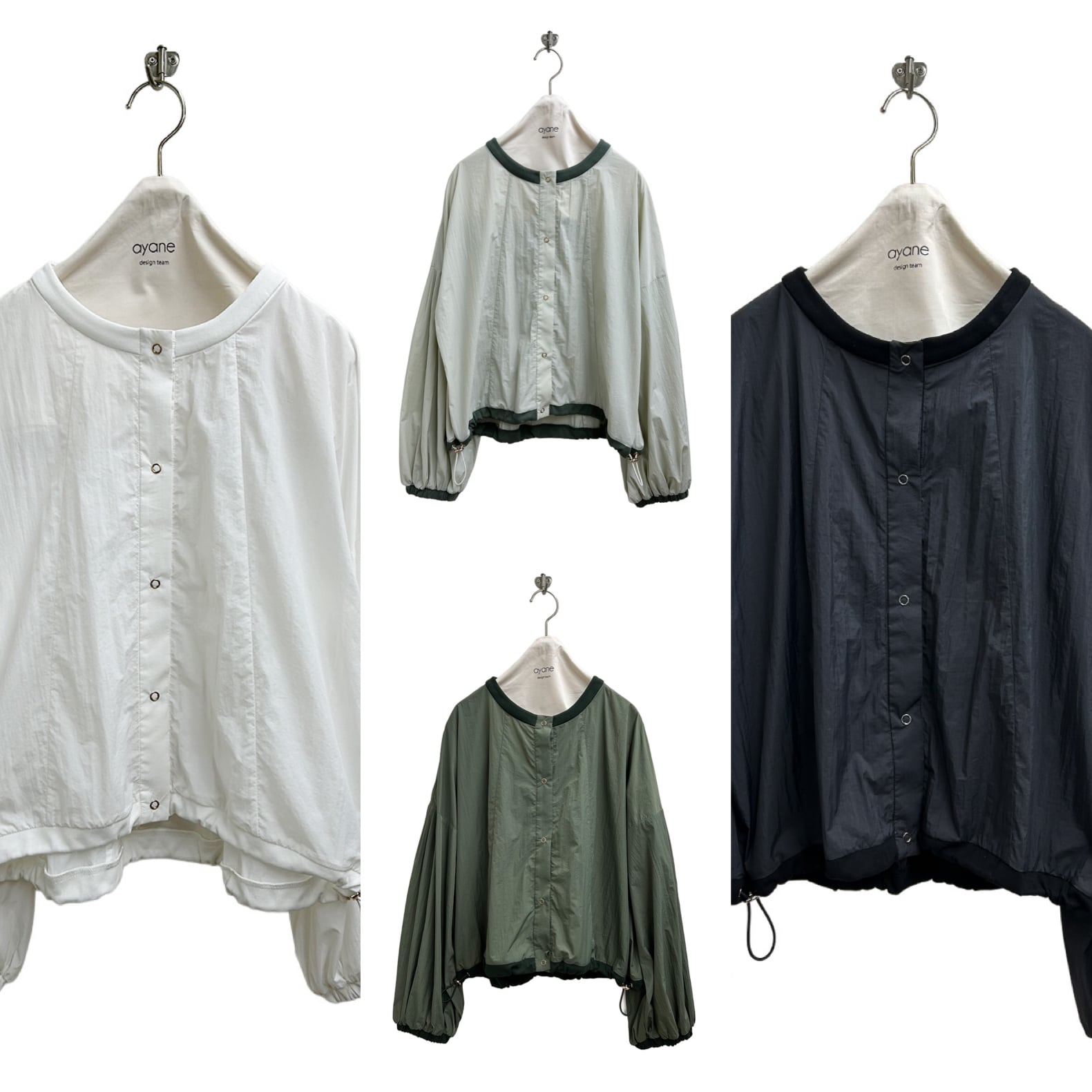 ayane インディゴ染　ローン　フリルブルゾン 835612 シャツ　新品 ayane【予約】UVプロテクション素材ボリューム袖ブルゾン（N