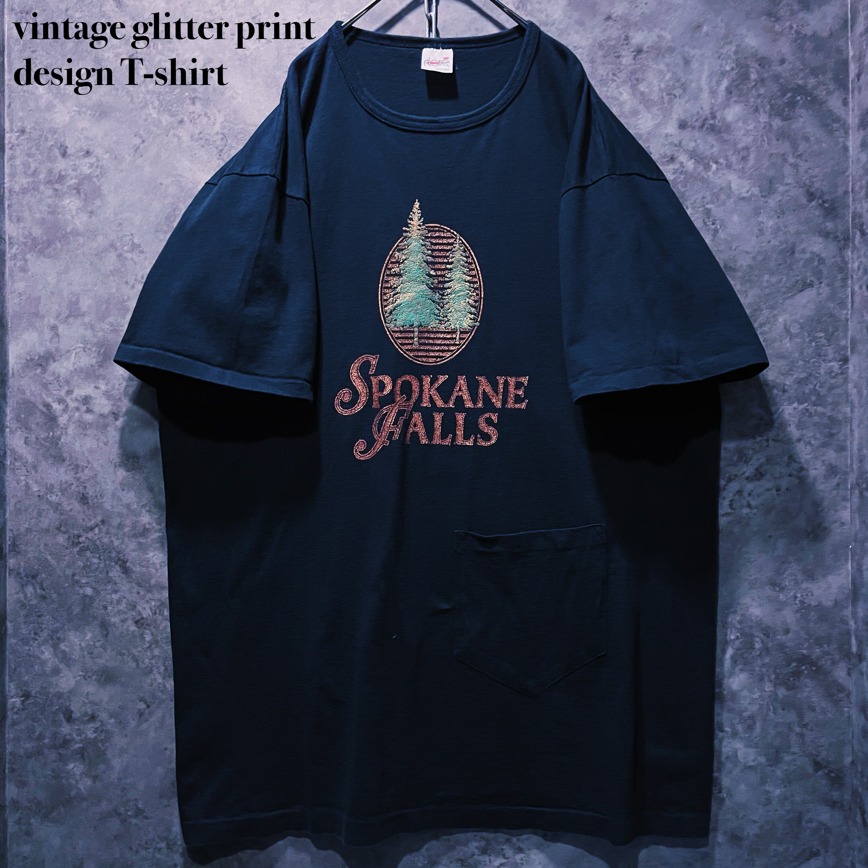 【doppio】vintage glitter print design T-shirt