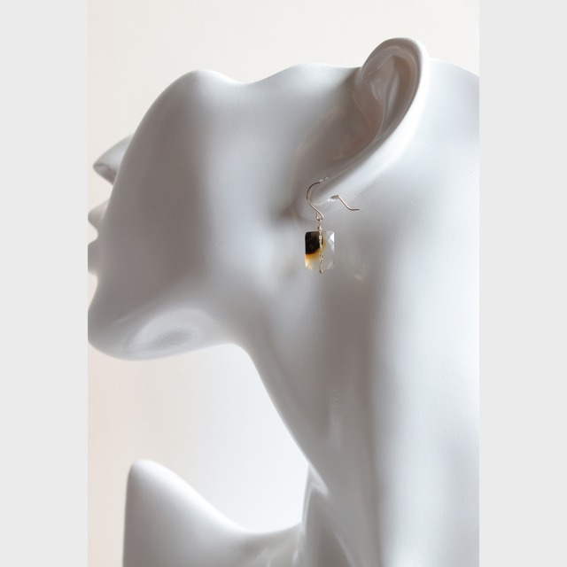 K10｜石が選べる｜ミニマルシックなモンタナアゲート×チェーンのピアス｜金属アレルギー対応