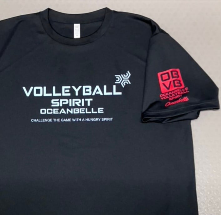 ドライTシャツ VolleyBall SPIRIT by OCEANBELLE（ブラック×ブルー
