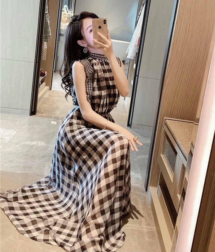 ギンガムチェック マキシワンピース Estela エステラ レディース 通販 韓国