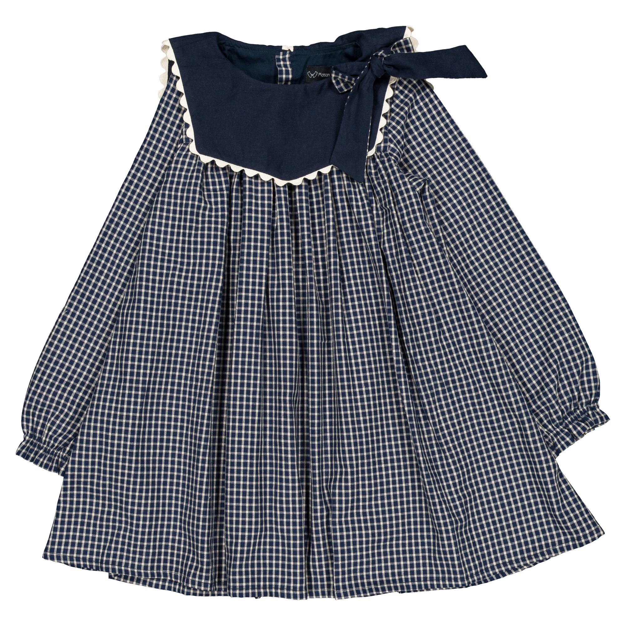 【予約・特典あり】Maison Marelle / dress ELIE - blue&ecru check / 18M~5Y