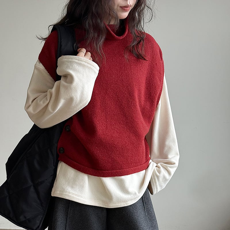 【outer】ハイネックニットベスト Q7095