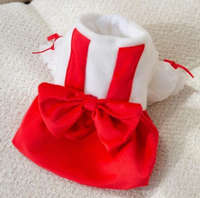 《予約》№3101269 レッドxホワイト フェルティーワンピ