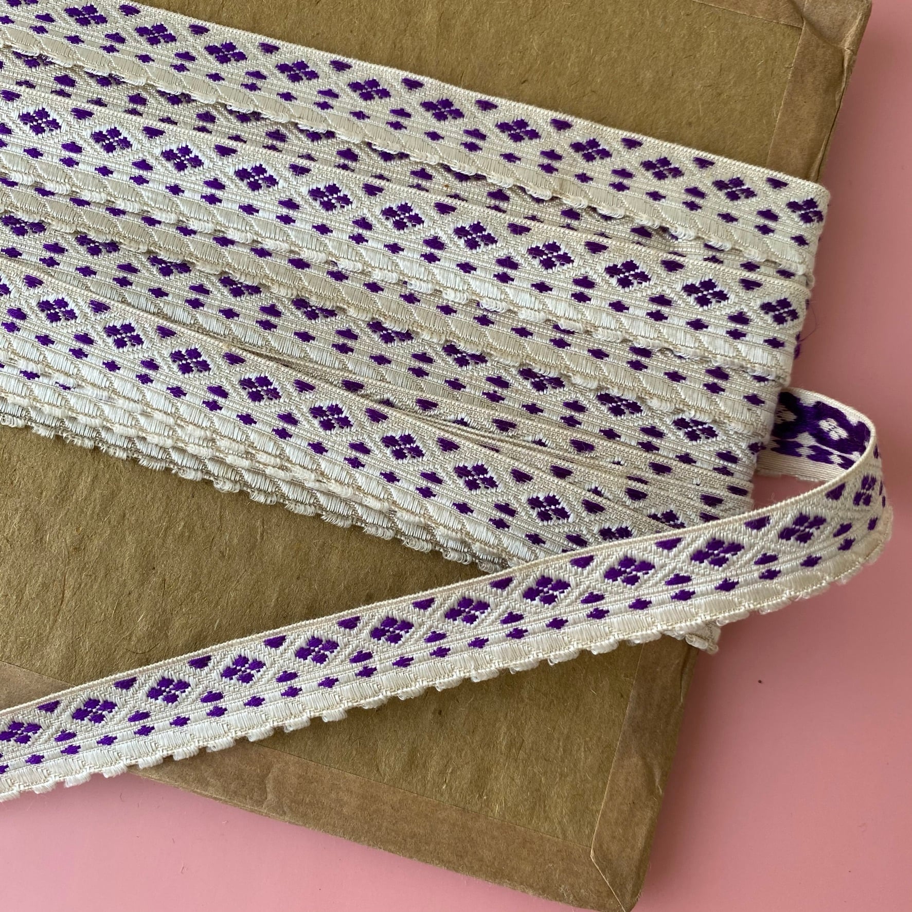 France アンティークメタルリボン (稲妻柄） / de0095 | Petit