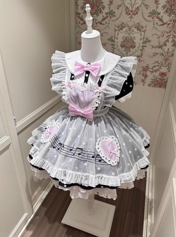 ゆめかわ♡チュールハートエプロン付きメイド服 kos28☆ | ゆめかわガール