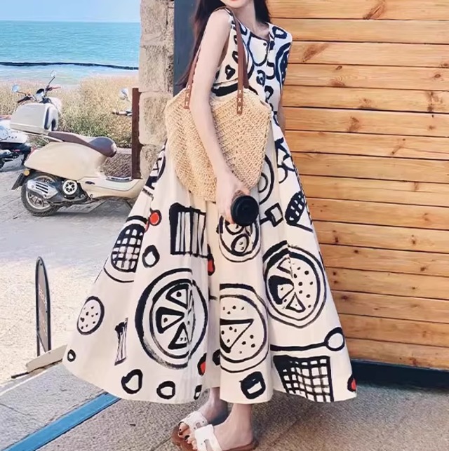 ロングワンピース ノースリーブワンピース レディース ワンピース ロング 袖なし ノースリーブ クルーネック かわいい 大人可愛い おしゃれ レトロ ガーリー 個性的 存在感 ラブリー キュート ナチュラル 総柄 春 夏 秋 ロングシーズン デート お出かけ リゾート 海 ビーチ 女子会 休日 ガーデン コンサート ライブ お花見 カフェ ランチ 韓国 オルチャン 楽ちん プチプラ 普段使い 着回し モテ インスタ映え L XL 2XL 3XL 4XL 大きいサイズ 白 ホワイト ベーシックカラー