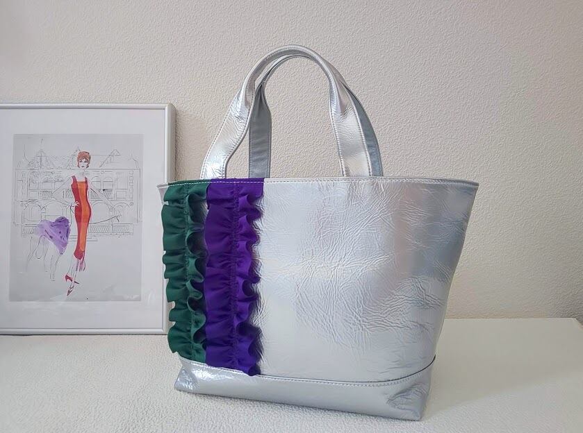 【オーダー】リボントートシルバー:M【リボン2本よせ】