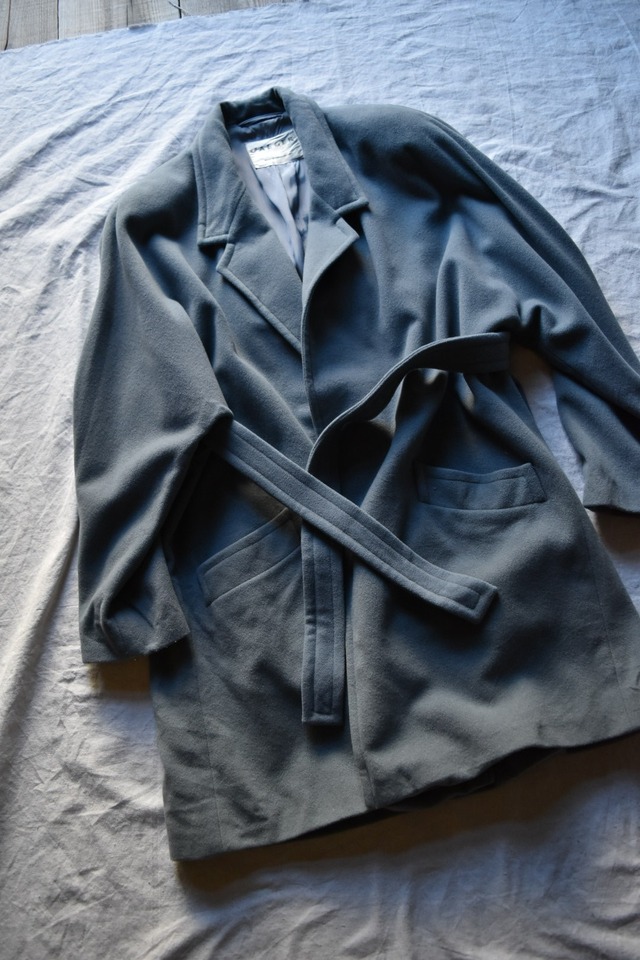 "Jaeger” Light Blue Wool Coat with Belt