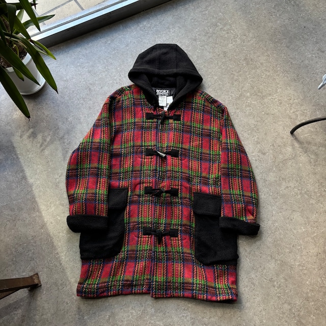 old INVOICE INTERNATIONAL check pattern duffle coat【仙台店】
