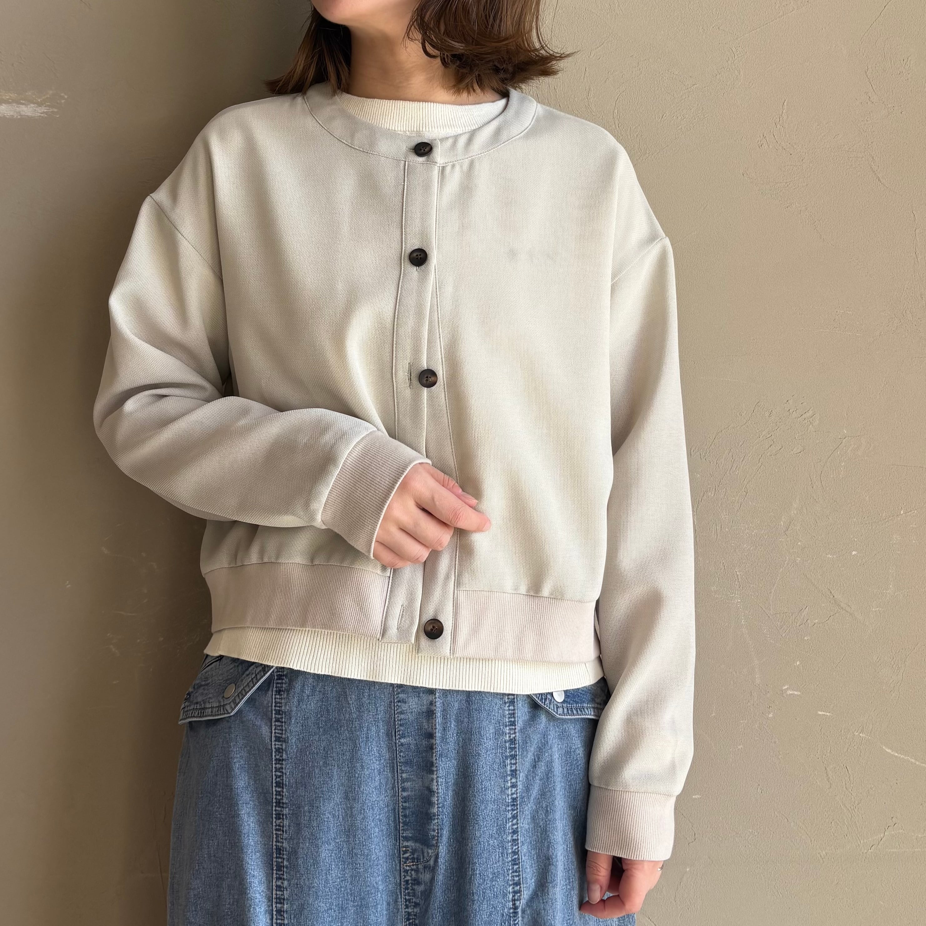 Gauze# リネン100% ラミー　ライトアウター　ジャケット　カーディガン QTUME 】メッシュノーカラージャケットカーディガン | valance 福井