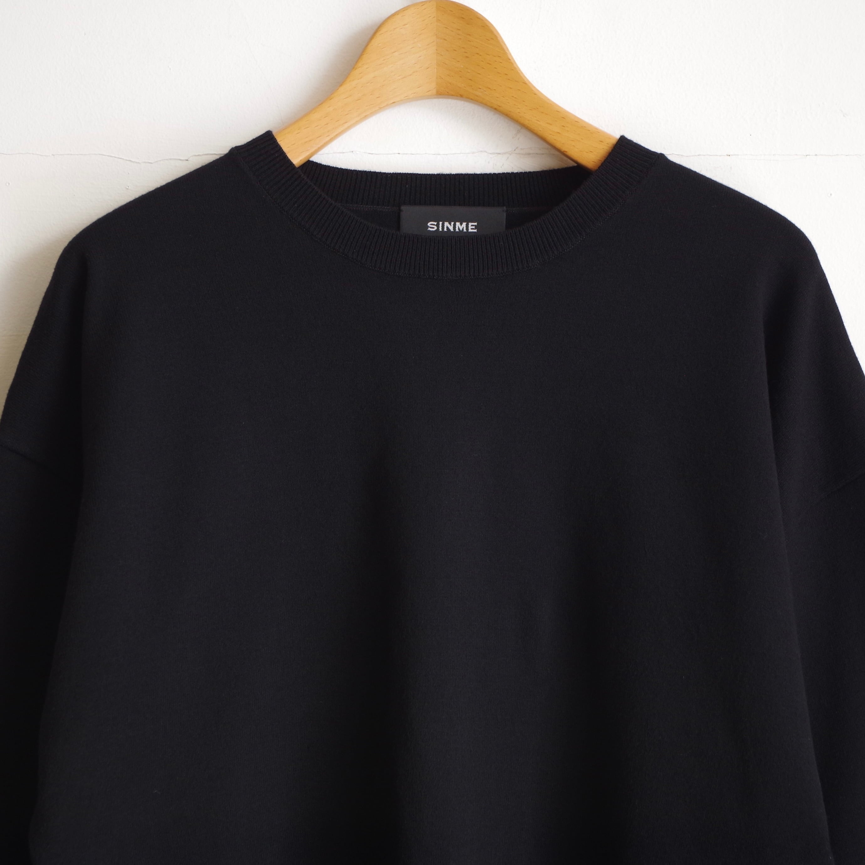 SINME ハーフスリーブニット ブラック | 1F Store
