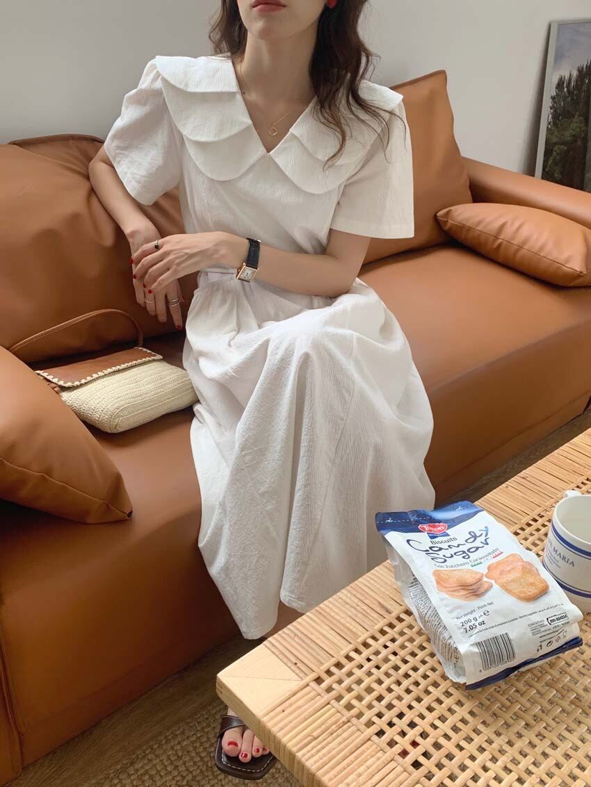 カラーソリッド ドレス サマースタイルウェストポケットプリーツAラインスカート 大人ガーリー スウィート キュート カジュアル 夏物 ソリッドカラー ビッグFスモールZ韓国93182446198