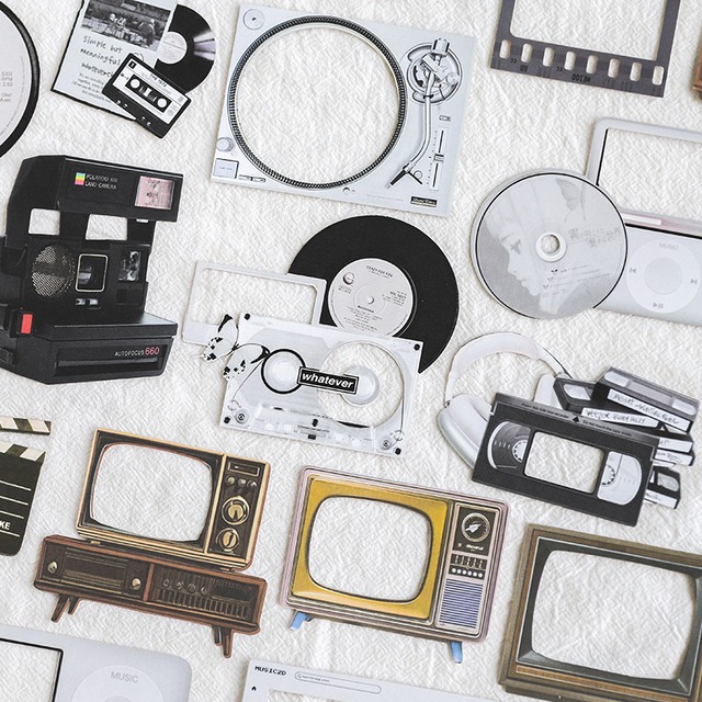 切り抜きモチーフのシールセット　15枚入り　时光剧场（Time Theater）シリーズ【纸迹】[ZJ-3s]