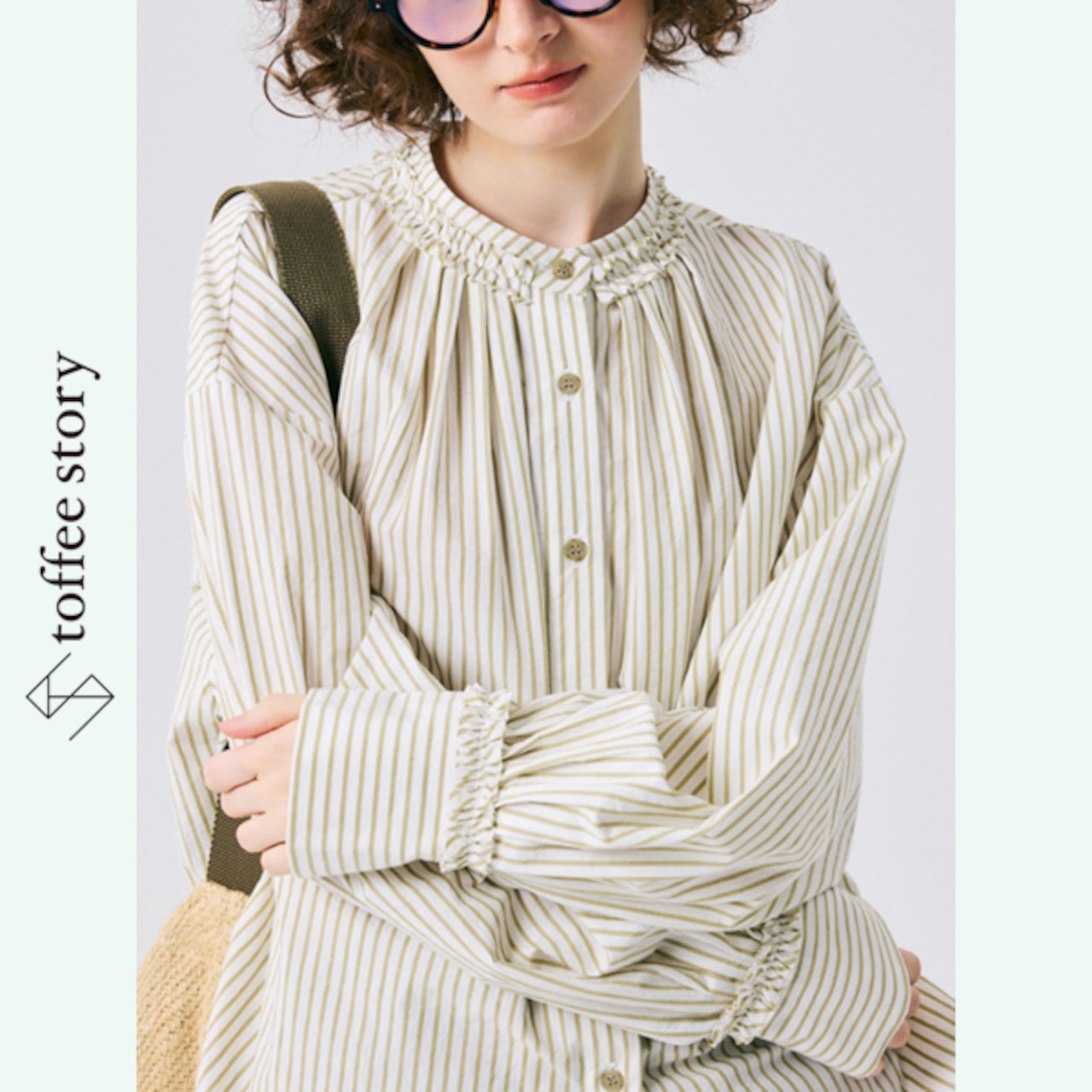 【2color】ストライプに寄り添うフリルブラウス 《P0263》