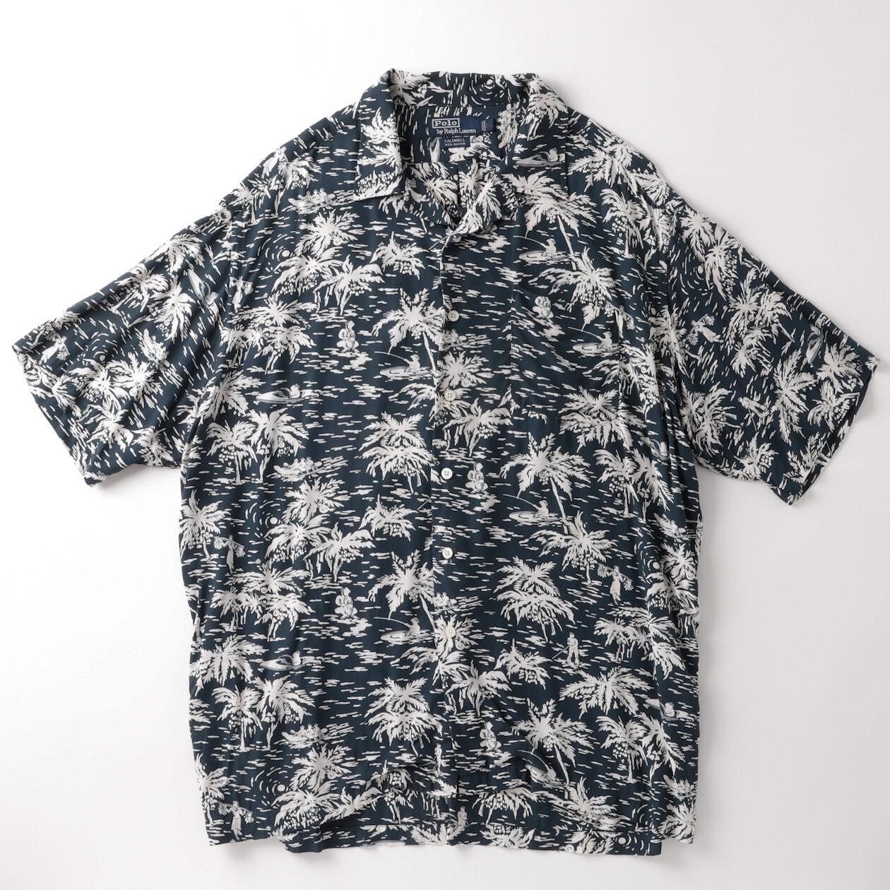 未使用】90s Ralph Lauren special rayon open collar shirt big size