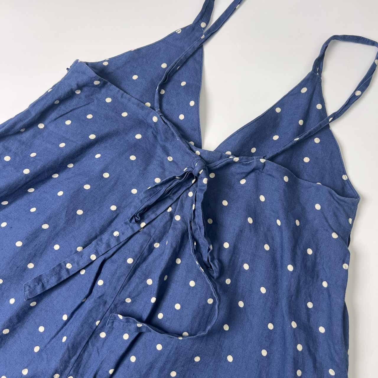 リネン100% BEAUTY & YOUTH ビューティアンドユース ドット柄 キャミ サロペット オールインワン S /ブルー×ホワイト レディース