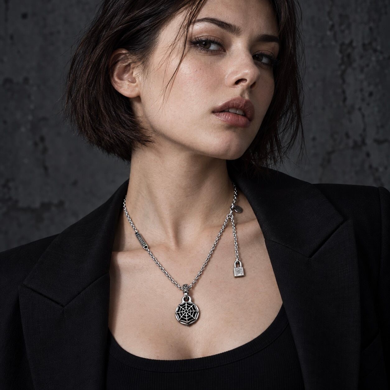 SPIDER WEB NECKLACE #1 with GODSIZE® I.D. TAG / スパイダーウェブ