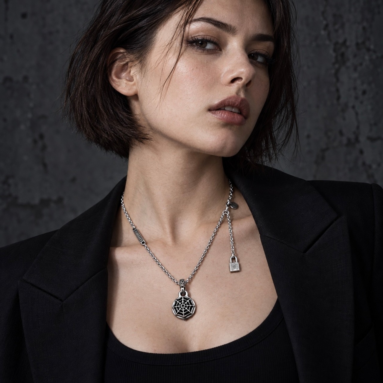 SPIDER WEB NECKLACE #1 with GODSIZE® I.D. TAG / スパイダーウェブ ゴッドサイズ® I.D.タグネックレス