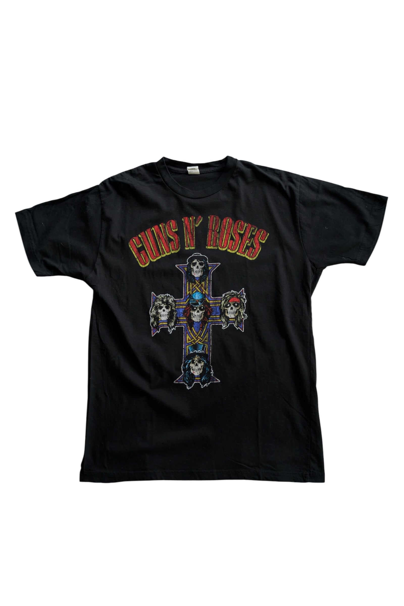 GUNS N’ ROSES /ガンズアンドローゼズ クロススカル バンドTシャツ ブラック L 古着