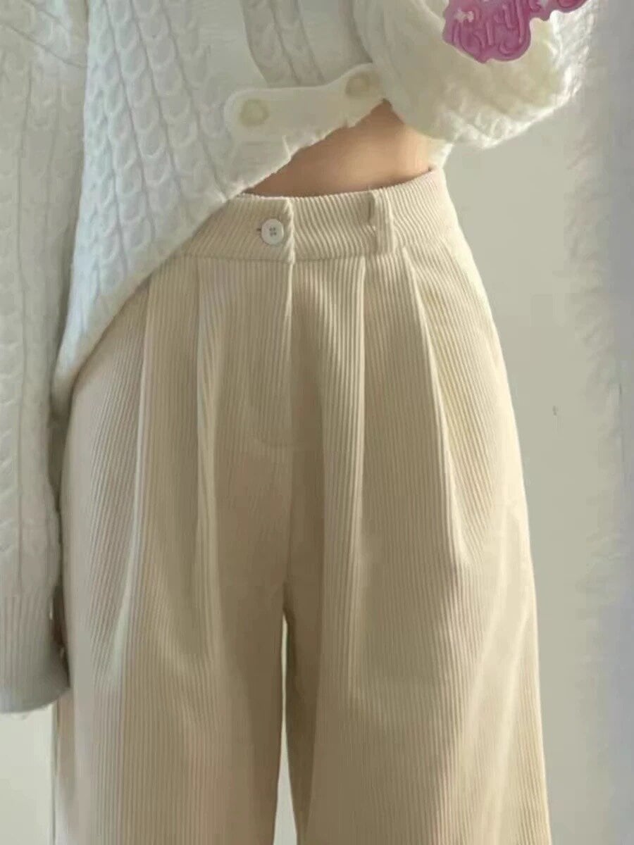 147cm〜 アプリコットのコーデュロイタックパンツ
