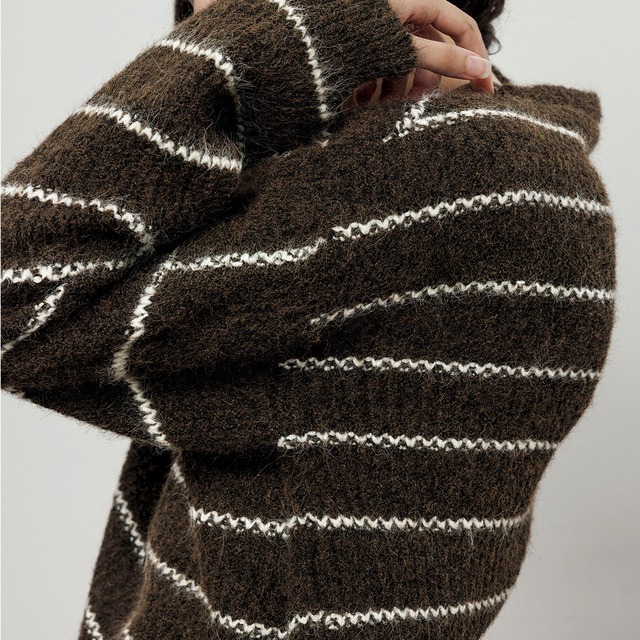 Shaggy border knit top A00278