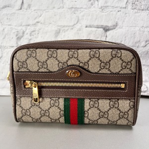 GUCCI グッチ GGスプリーム ウエストバッグ クラッチバッグ ブラウン A-13857