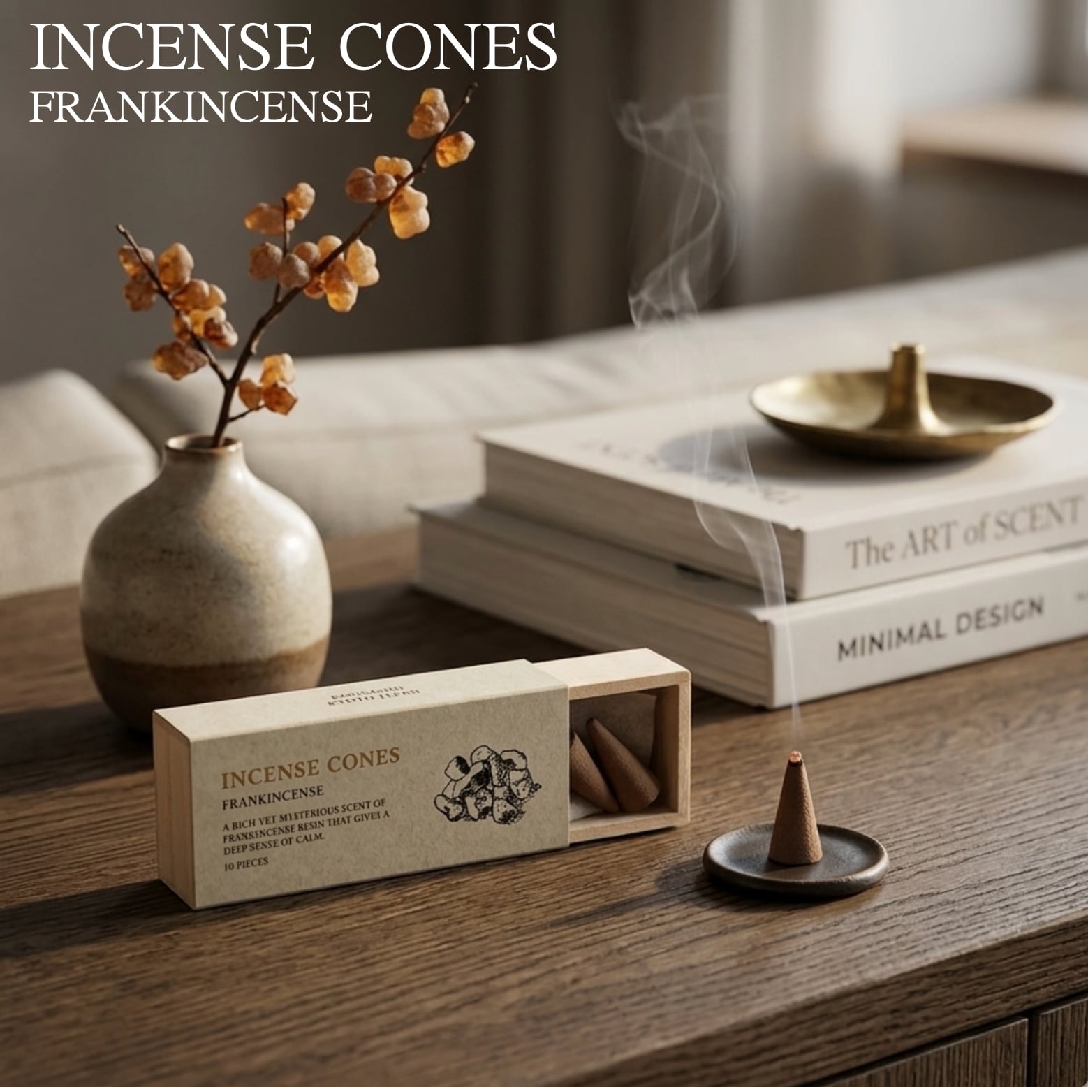 【 INCENSE CONES - フランキンセンス -】10個入 1箱 香彩堂 お香 日本製 京都 インセンス コーン型 コーンタイプ 天然 安眠 爽やか 初心者 線香 フレグランス 外出 旅行 ポケット リラックス リフレッシュ 気分転換 切り替え デスク ワーク 勉強 部屋 芳香 おうち時間 プレゼント プチ ギフト インテリア 空間 贈り物 ヨガ 瞑想 浄化 おしゃれ かわいい