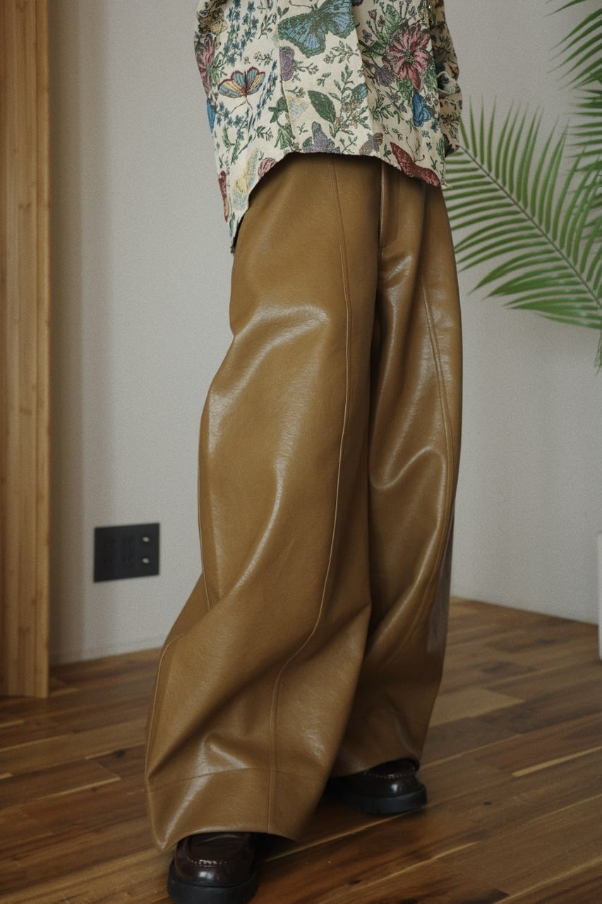 レザーカーブパンツ/ブラウン | osrsofficial