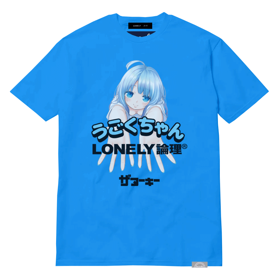 【LONELY論理×THE nookie×うごくちゃん】UGOKU FRONT PRINT TEE【BLUE】