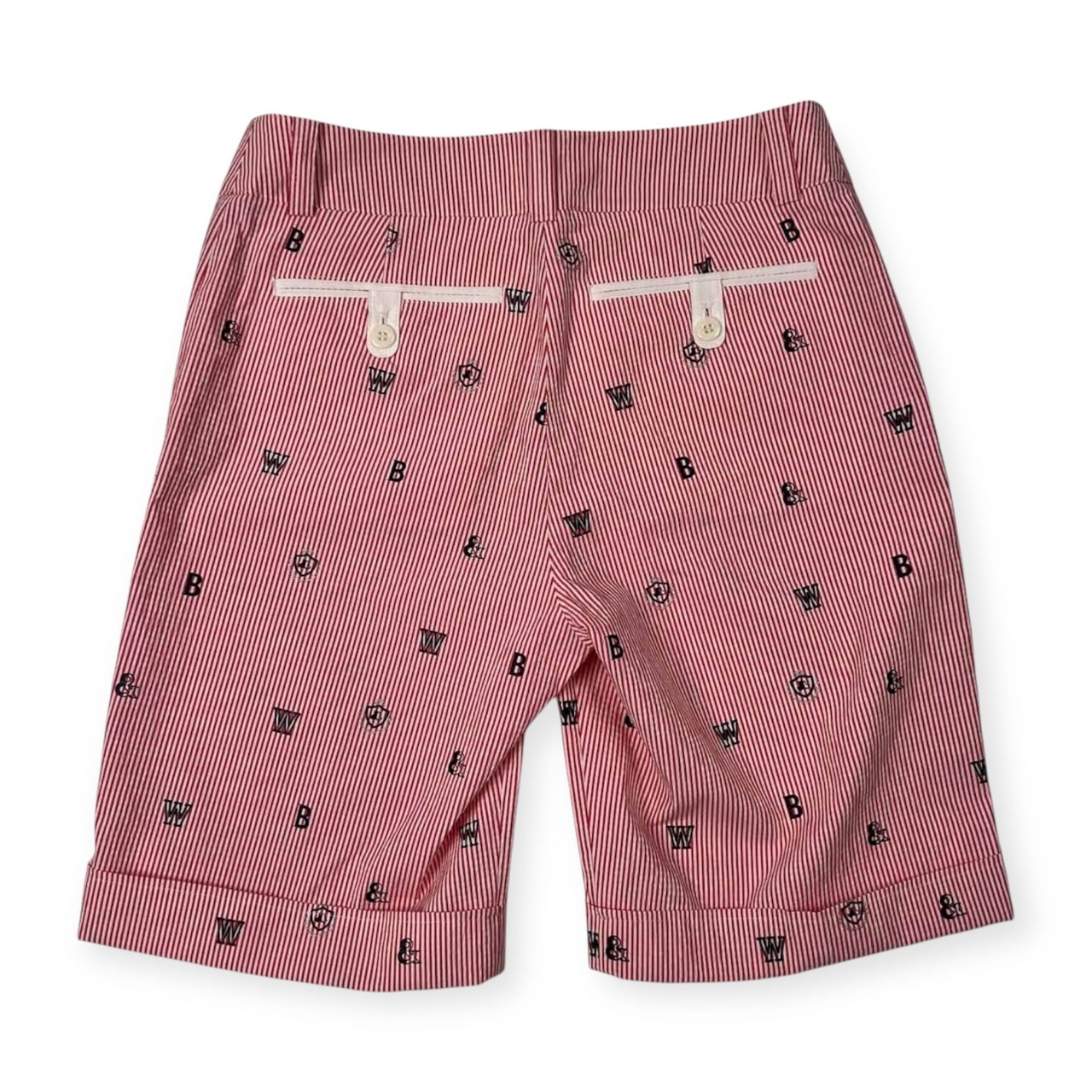 美品 Black & White ブラックアンドホワイト ストライプ柄 ショートパンツ ハーフパンツ サイズ 2 /ゴルフ/日本製/レディース