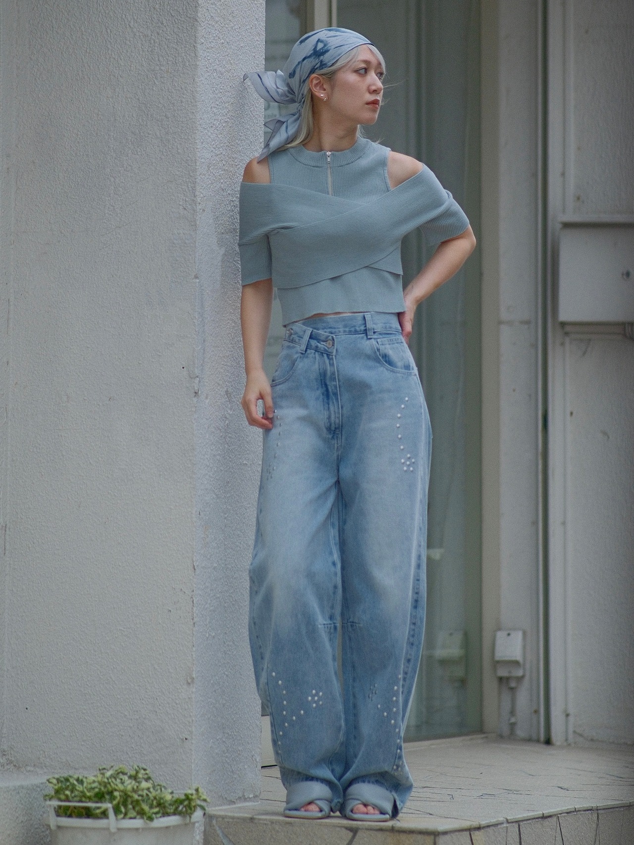 Plants Eye Reversible Scarf /  COLORFUL PINK × WHITE PINK - 6