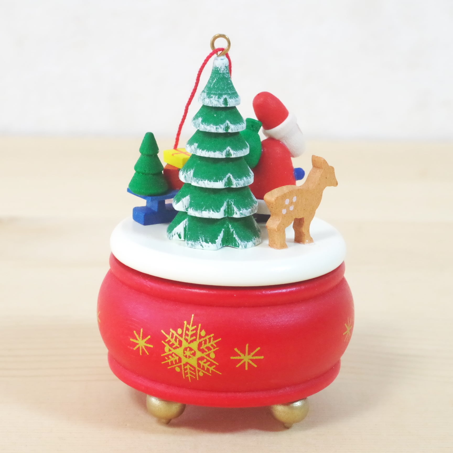 ウルブリヒト オーナメント オルゴールとサンタ 赤 | 木のおもちゃ専門