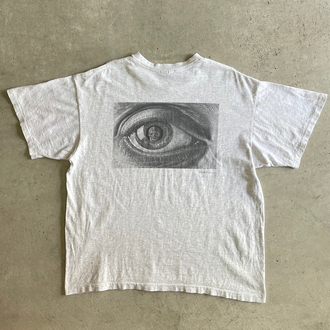 90年代 USA製 M.C.ESCHER EYE エッシャー 眼 アート バックプリントTシャツ メンズXL 古着 90s ヴィンテージ ビンテージ  ANDAZIA シングルステッチ ライトグレー 灰色 【Tシャツ】 | cave 古着屋【公式】古着通販サイト