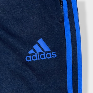 【adidas】トラックパンツ TRACK PANTS サッカー フットサル ジャージパンツ ジャージ下 裾チャック パフォーマンスロゴ プリント スリーストライプ CLIMACOOL アディダス ネイビー US古着