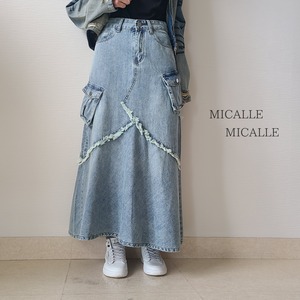 【MICALLE MICALLE 】フリンジデニムスカート(MMA126SCA)