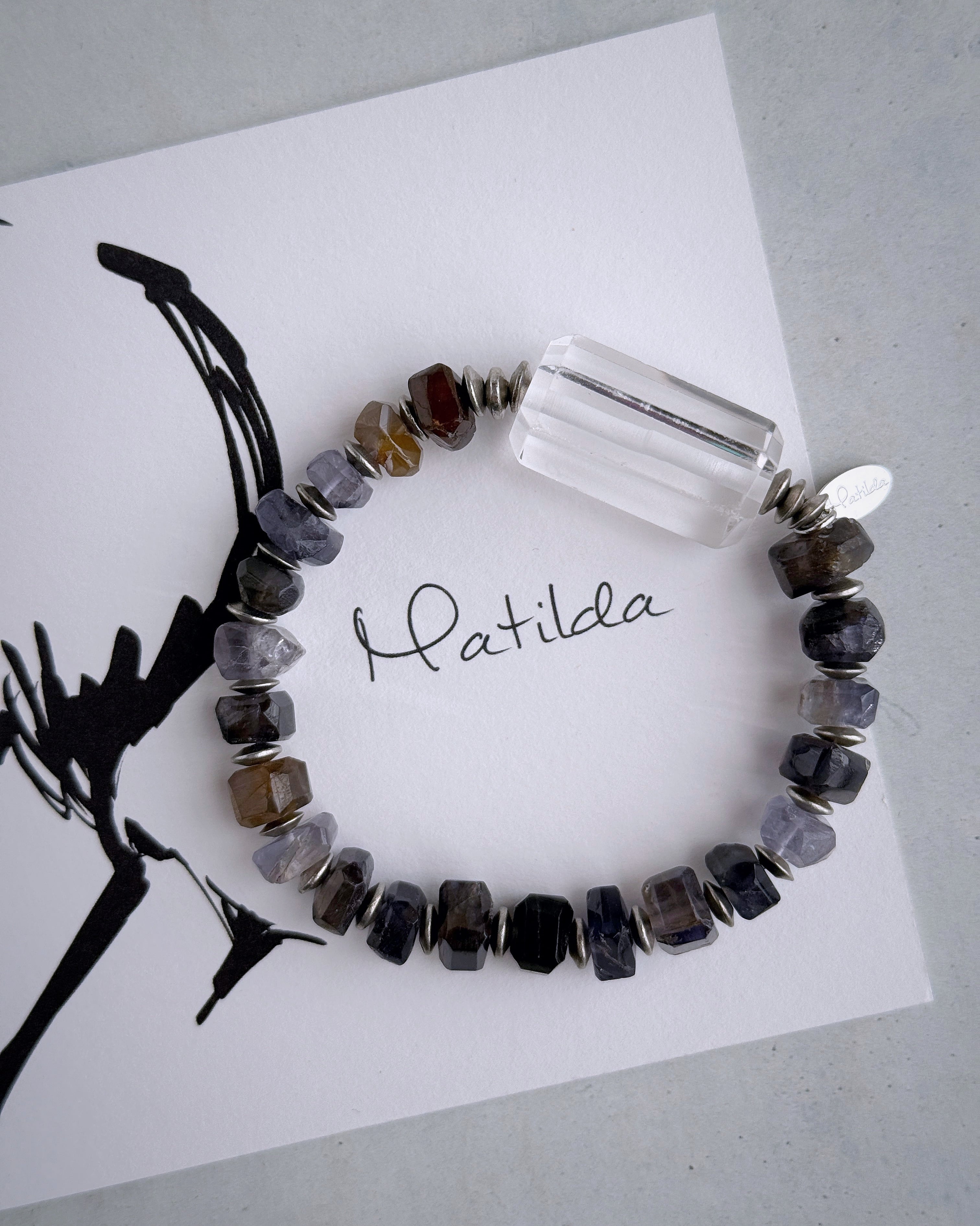 bicolor bracelet(アイオライト×クォーツ)