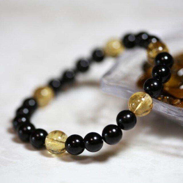 シトリンとブラックトルマリンの電磁波対策ブレスレット(105)