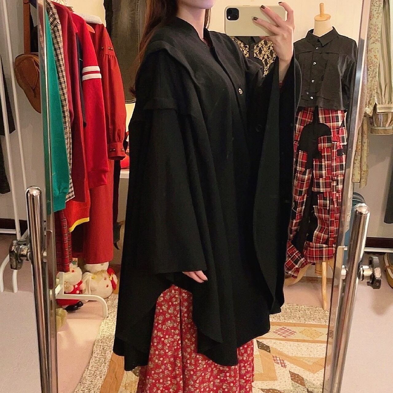 black circle poncho coat