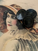 15mm Japanese ヴィンテージボタン ブラック グリッター アクセサリーパーツ 装飾材 カルトナージュ