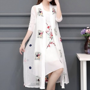 【送料無料】 ロングカーディガン 4色 体系カバー 半袖 透け感 シースルー エレガント系 きれいめ 大人可愛い こなれ感 カジュアル 夏 花柄 30代 40代 レディースファッション 可愛い お出かけ 女子会 デイリーユース お茶会 お呼ばれ