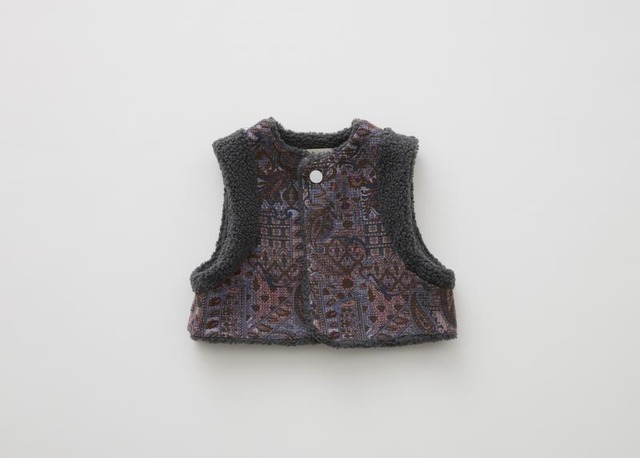【 eLfin Folk 26AW 】 Paisly Boa Vest / pink