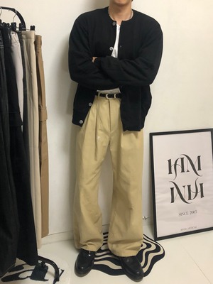 Double Twist Tuck Premium Cotton Pants（3color）
