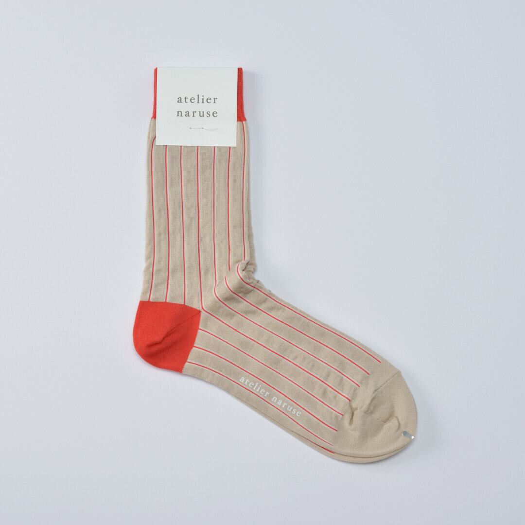 atelier naruse アトリエナルセ コットンWストライプミドルソックス