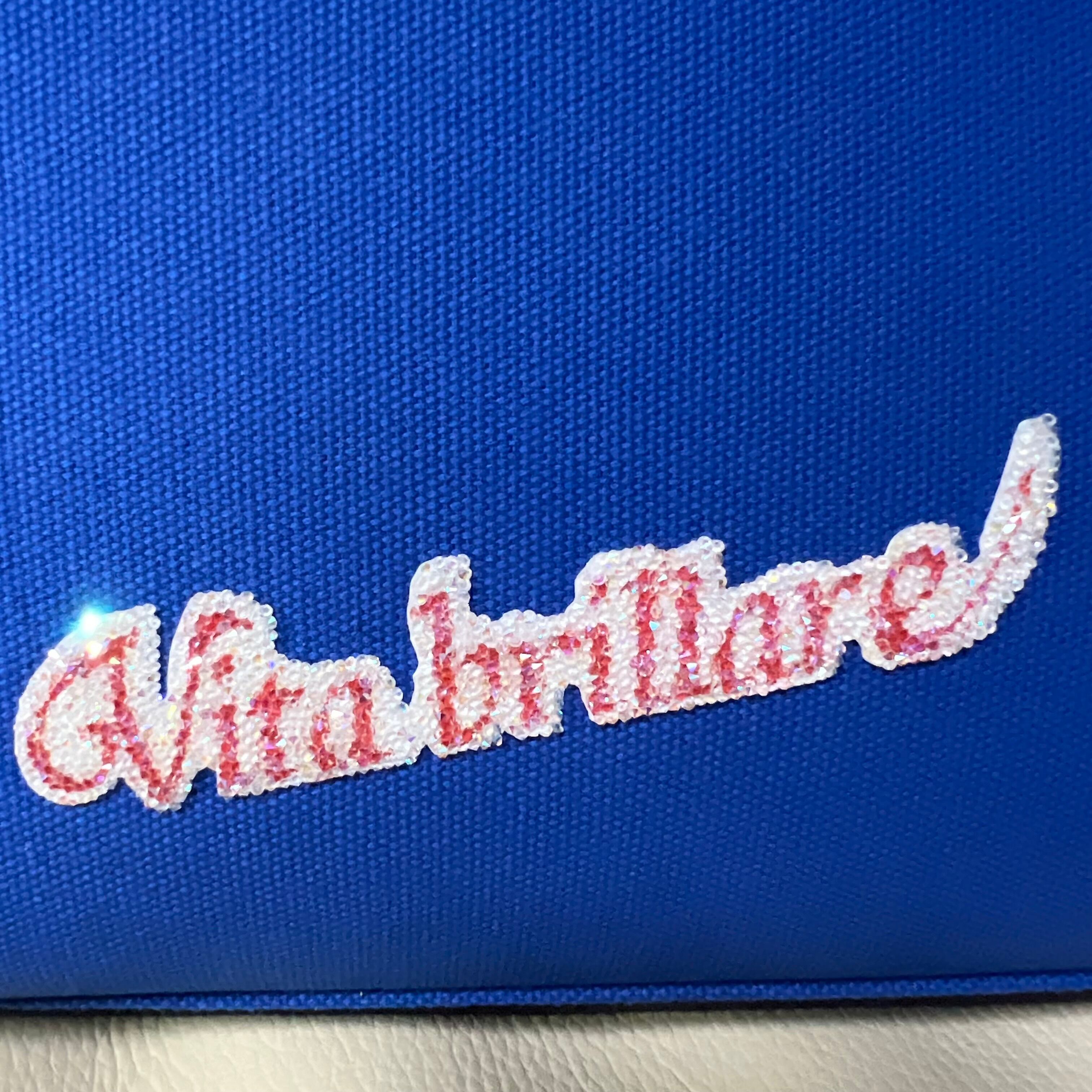 ラインストーンVitabrillareワッペン付き星スタッズバッグ M ブルー