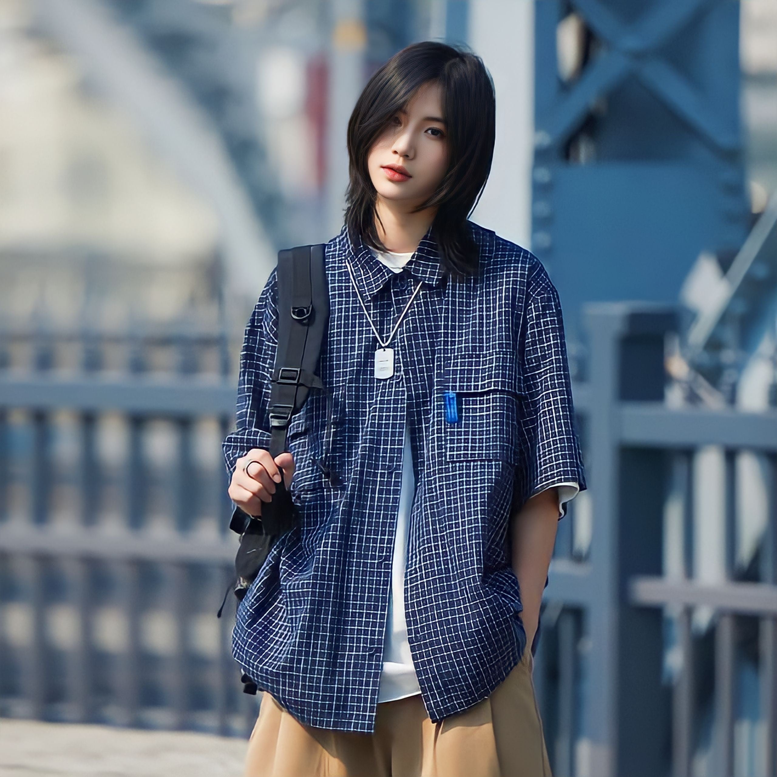 ギンガムチェックシャツ / Gingham Checkered Short Sleeve Shirt