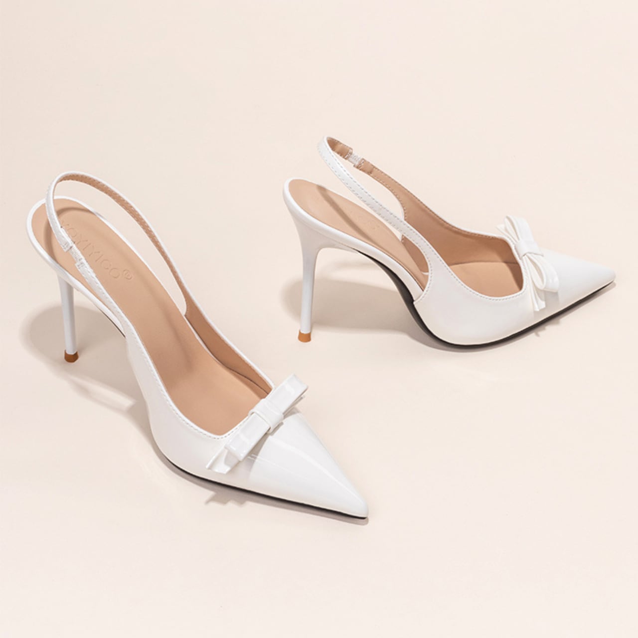 Ribbon Motif Pointed Toe Pin Heel Pumps 00191