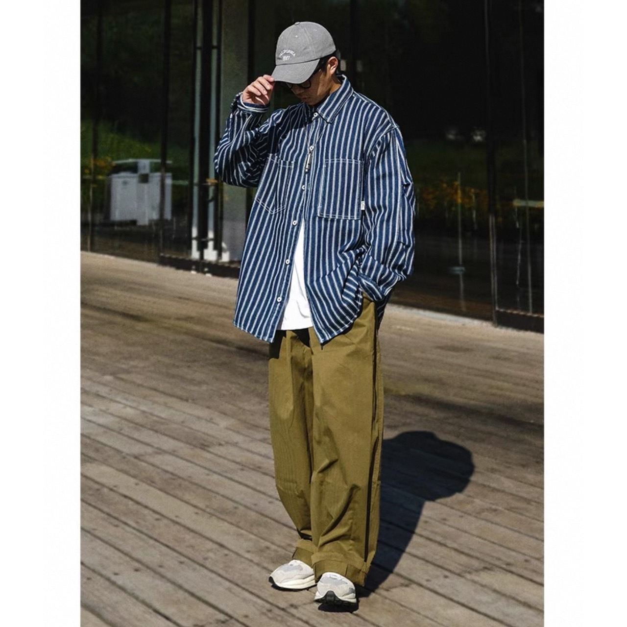 Stripe pattern button-down shirt 0272 - 4