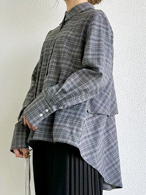 【○○○9286】 TR先染めチェックバックペプラムシャツ (8813-55044)