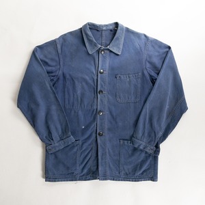 1950s "AU FUSIL" French Faded Blue Cotton Twill Work Jacket